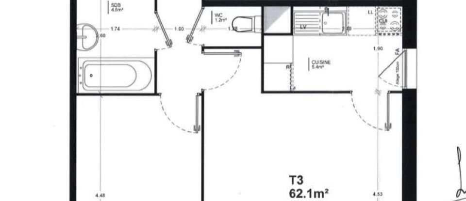 Apartment 3 rooms of 62 m² in La Verrière (78320)