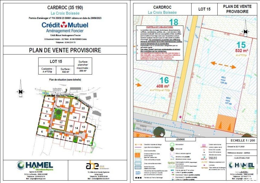 Terrain de 532 m² à Cardroc (35190)