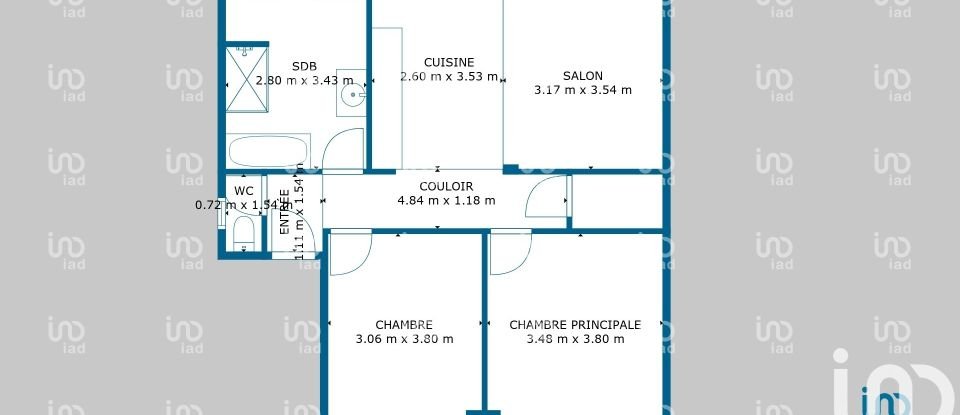 Apartment 3 rooms of 65 m² in Pomponne (77400)