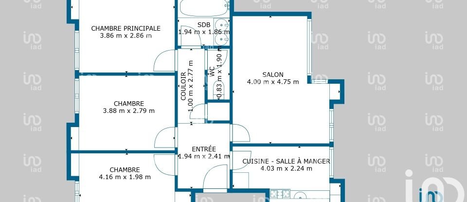 Appartement 4 pièces de 72 m² à Bayonne (64100)