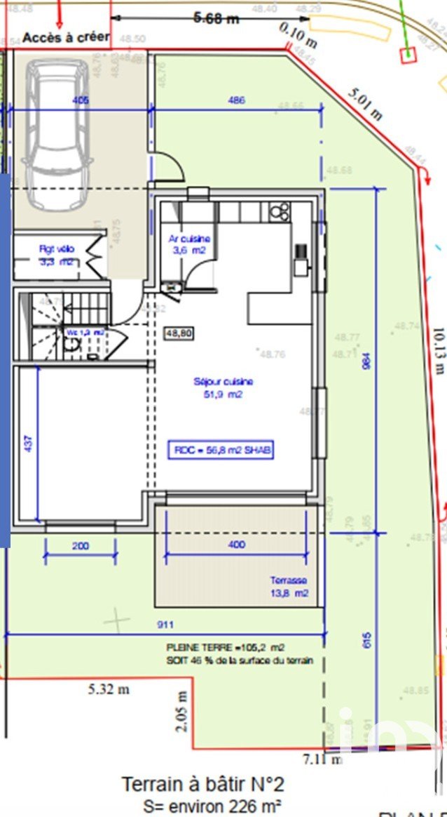 Maison 1 pièce de 58 m² à Rennes (35200)