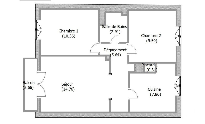 Apartment 3 rooms of 52 m² in Bourg-lès-Valence (26500)