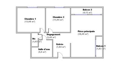 Appartement 3 pièces de 71 m² à Lyon (69008)