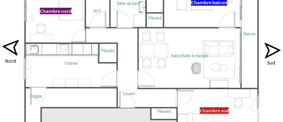 Appartement 4 pièces de 70 m² à Pau (64000)