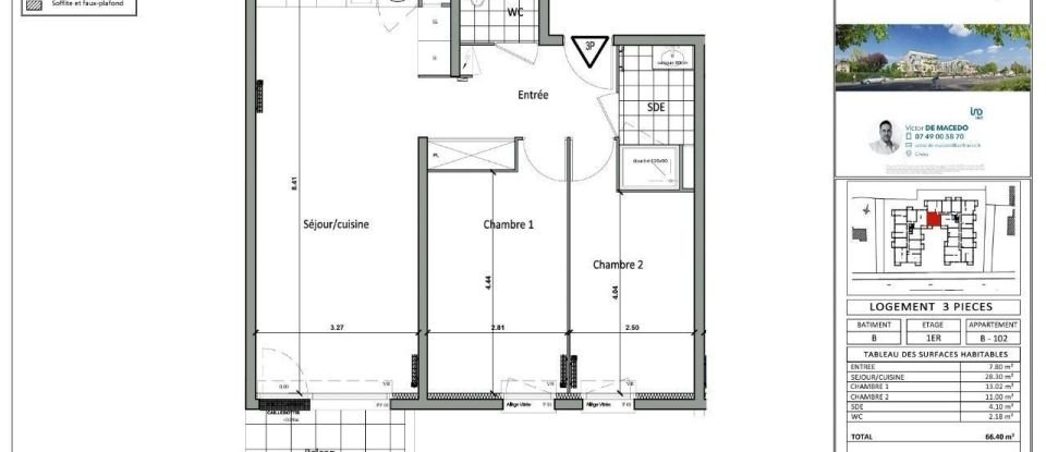 Appartement 3 pièces de 66 m² à Saint-Jean-de-Braye (45800)