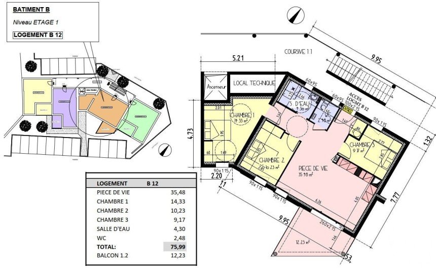 Appartement 4 pièces de 76 m² à Les Herbiers (85500)