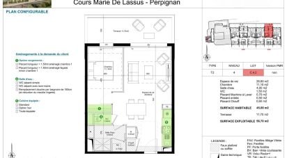 Appartement 2 pièces de 45 m² à Perpignan (66000)
