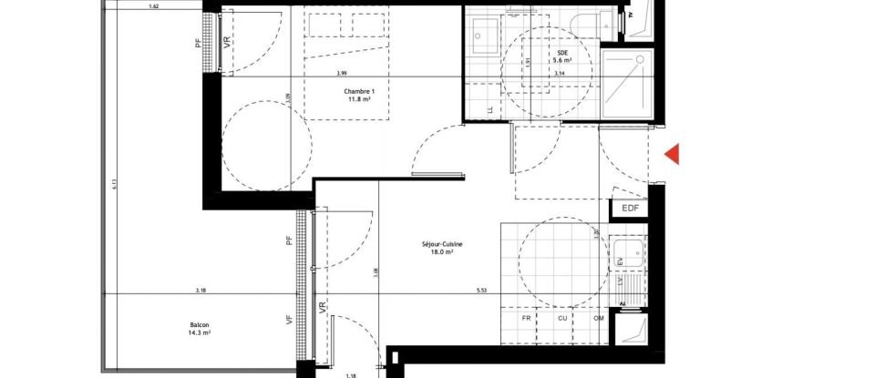 Apartment 2 rooms of 37 m² in Aubergenville (78410)