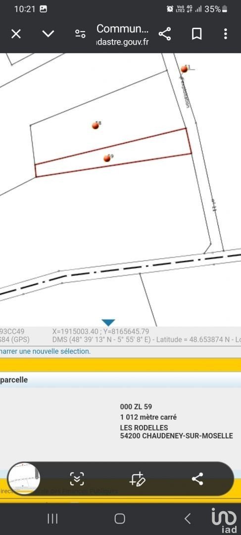 Terrain de 1 012 m² à Chaudeney-sur-Moselle (54200)