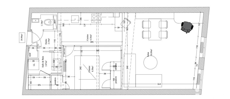 Appartement 2 pièces de 40 m² à Paris (75005)