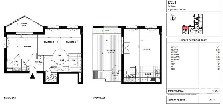 Appartement 4 pièces de 90 m² à Châtenay-Malabry (92290)