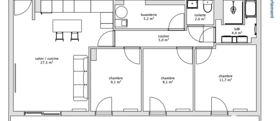 Apartment 4 rooms of 75 m² in Marseille (13013)