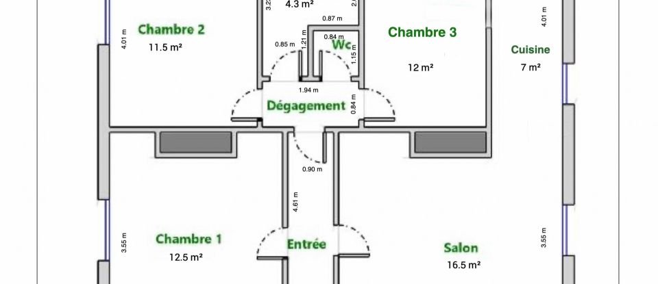 Apartment 4 rooms of 71 m² in Versailles (78000)