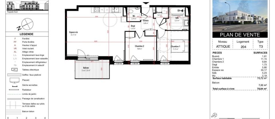 Apartment 3 rooms of 70 m² in Rixheim (68170)