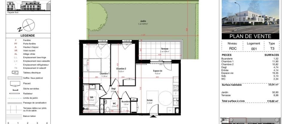 Apartment 3 rooms of 59 m² in Rixheim (68170)