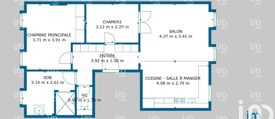 Appartement 2 pièces de 61 m² à Marseille (13004)