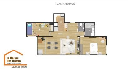 Appartement 3 pièces de 59 m² à Paris (75017)