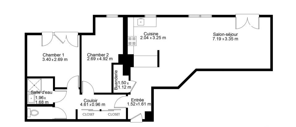 Appartement 4 pièces de 71 m² à Rezé (44400)