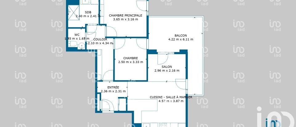 Apartment 3 rooms of 63 m² in Les Pavillons-sous-Bois (93320)