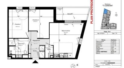 Apartment 3 rooms of 61 m² in Questembert (56230)
