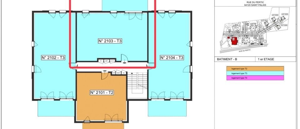 Appartement 3 pièces de 61 m² à Saint-Palais (64120)