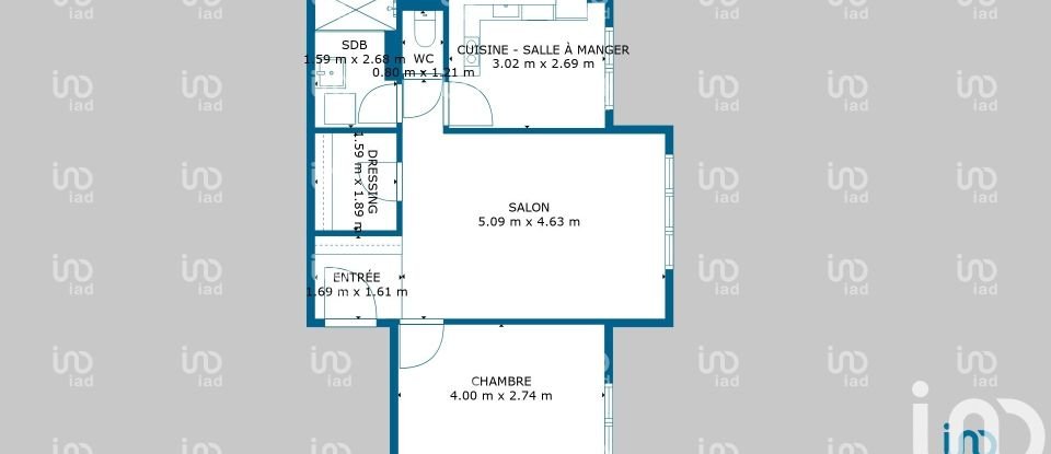 Appartement 2 pièces de 50 m² à Brou-sur-Chantereine (77177)