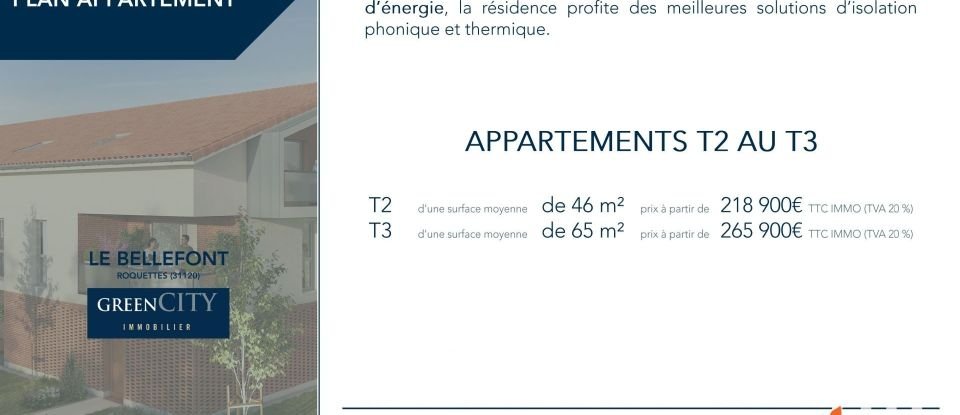 Apartment 2 rooms of 45 m² in Roquettes (31120)