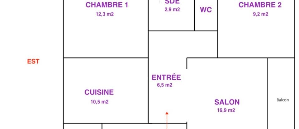 Appartement 3 pièces de 59 m² à Nantes (44300)