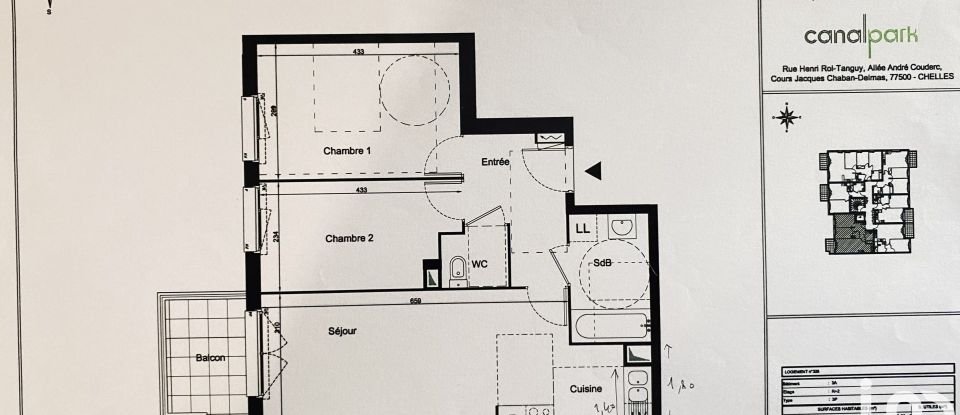 Appartement 3 pièces de 57 m² à Chelles (77500)