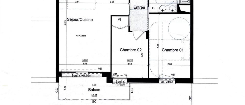 Apartment 3 rooms of 59 m² in Rennes (35700)