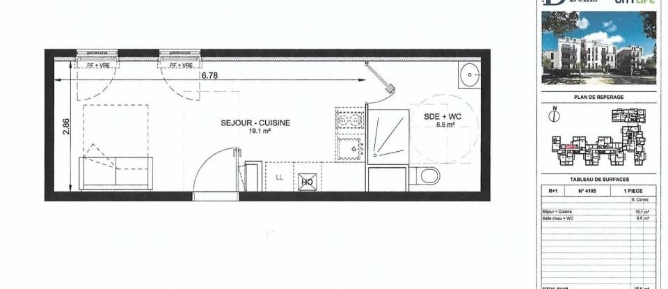 Appartement 1 pièce de 25 m² à Villeneuve-la-Garenne (92390)