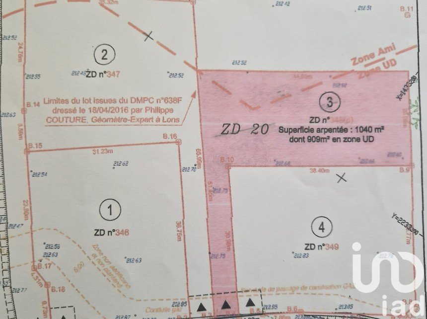 Terrain de 1 040 m² à Assat (64510)