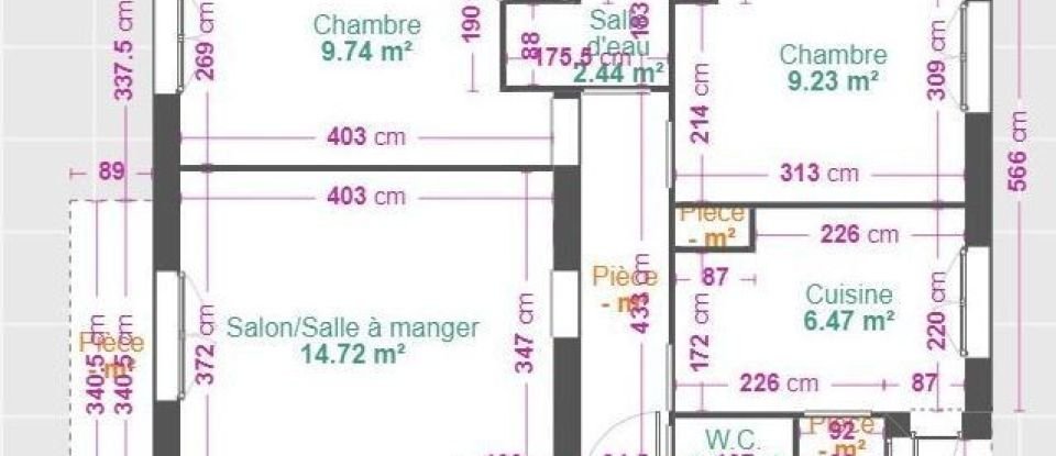 Appartement 3 pièces de 49 m² à Toulouse (31400)