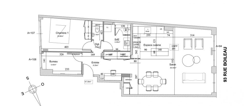 Appartement 3 pièces de 68 m² à Paris (75016)