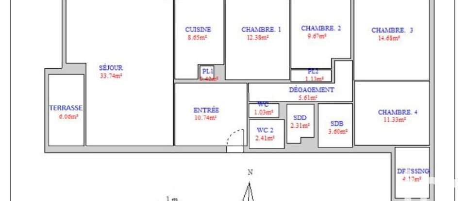 Apartment 5 rooms of 122 m² in Aix-en-Provence (13100)