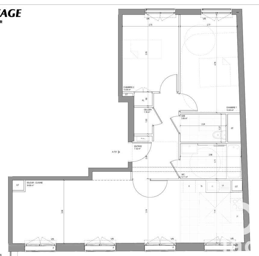 Appartement 3 pièces de 75 m² à Saint-Ouen-sur-Seine (93400)