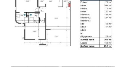 Appartement 3 pièces de 70 m² à Fort-de-France (97200)