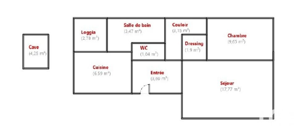 Appartement 2 pièces de 50 m² à Seyssinet-Pariset (38170)