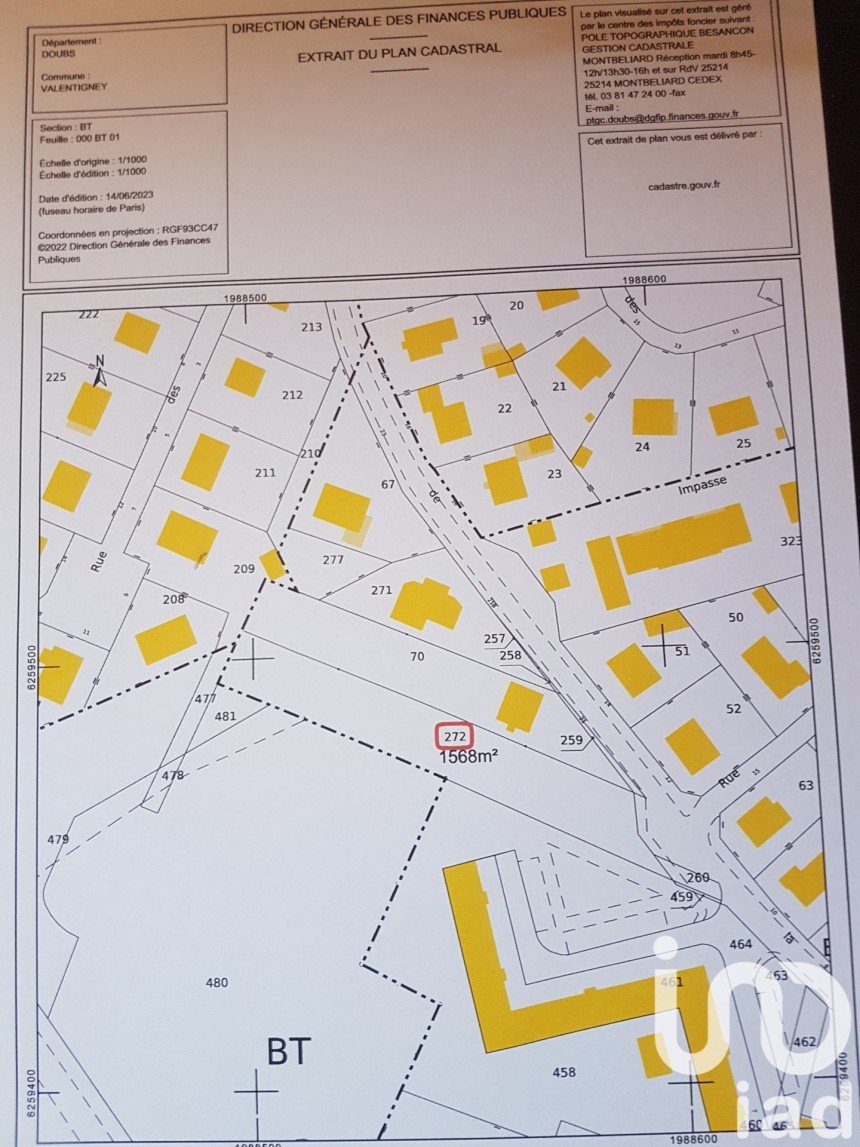 Land of 1,568 m² in Valentigney (25700)