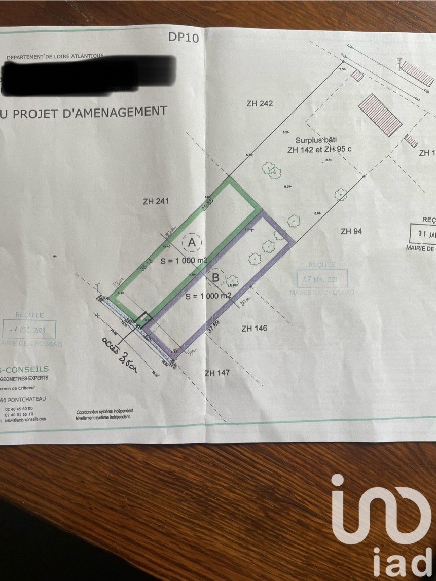 Terrain de 1 000 m² à Crossac (44160)