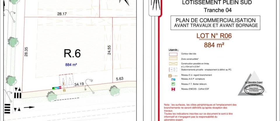 Terrain de 884 m² à Tourbes (34120)