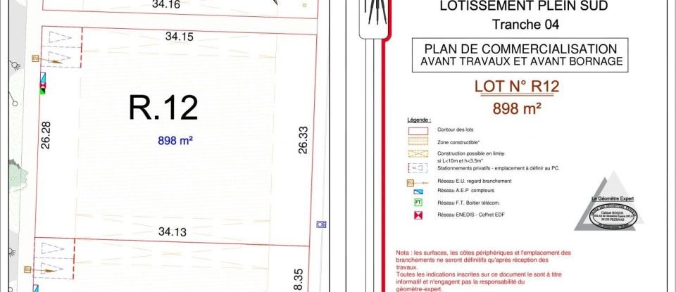 Terrain de 898 m² à Pézenas (34120)