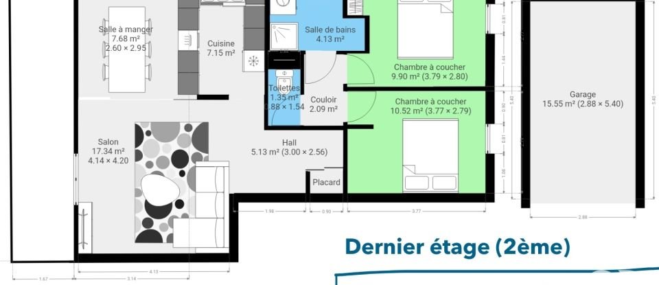 Appartement 3 pièces de 66 m² à Belfort (90000)