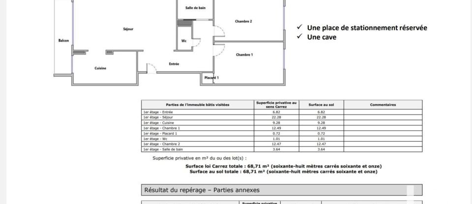 Apartment 3 rooms of 69 m² in Colombes (92700)