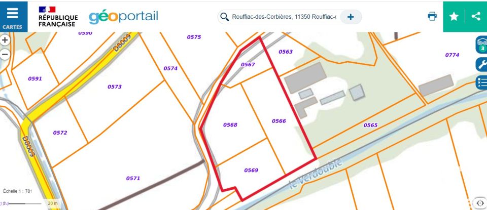 Terrain de 3 991 m² à Rouffiac-des-Corbières (11350)