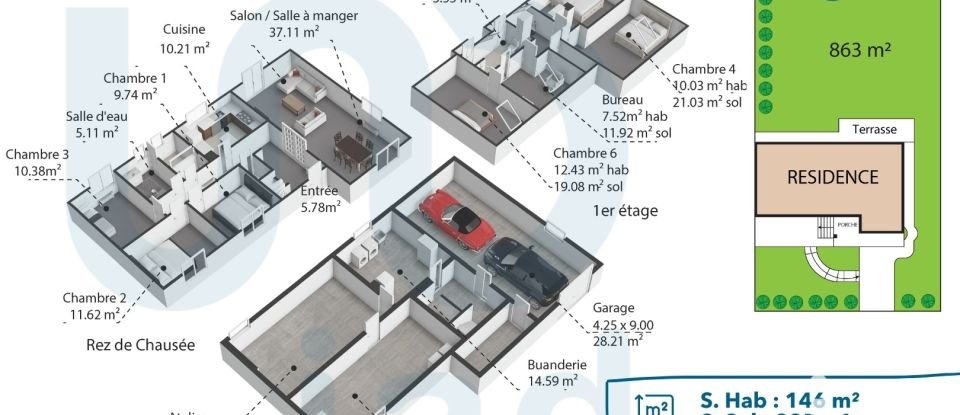 Maison 9 pièces de 146 m² à Bethoncourt (25200)