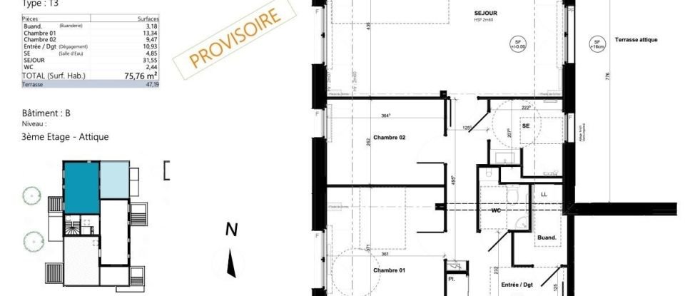 Appartement 3 pièces de 75 m² à Ploërmel (56800)