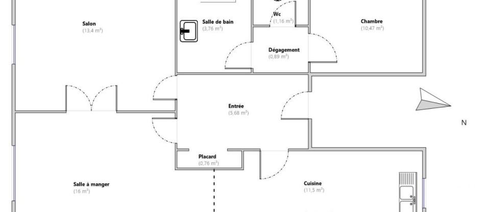 Appartement 3 pièces de 63 m² à Lorient (56100)