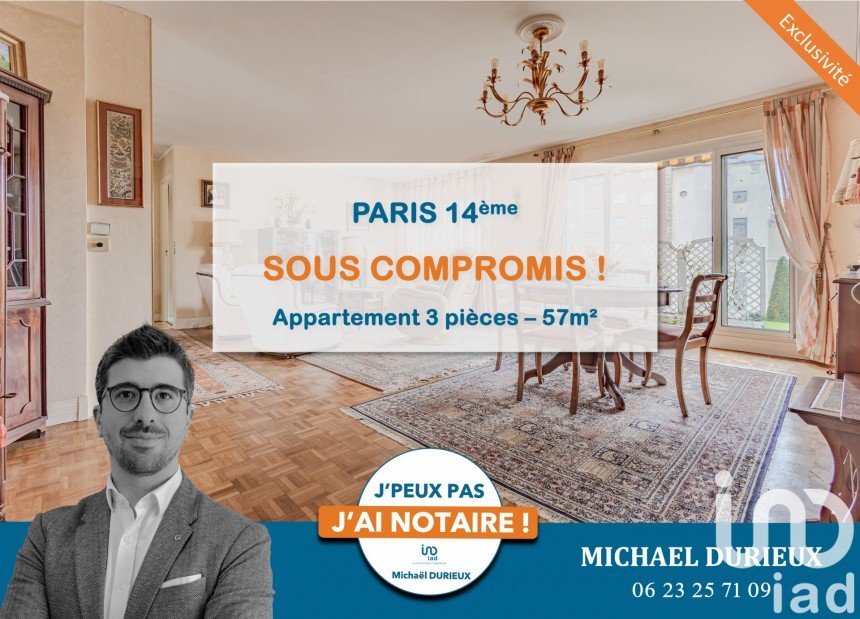 Appartement 3 pièces de 57 m² à Paris (75014)