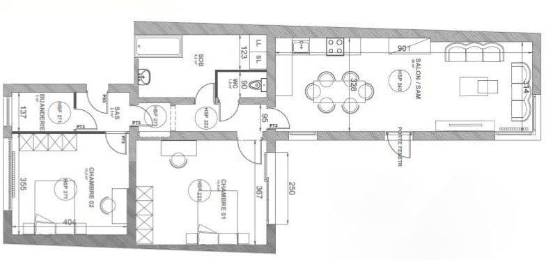 Appartement 3 pièces de 73 m² à Loos (59120)